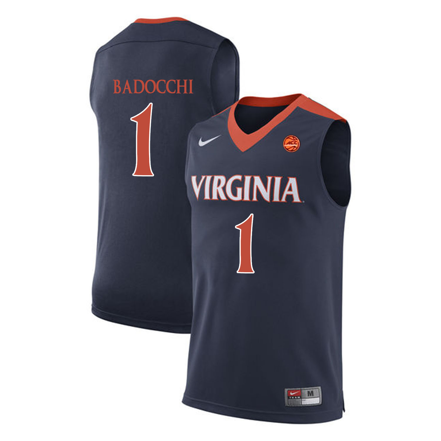 Virginia Cavaliers 1 Francesco Badocchi Navy College Basketball Jersey