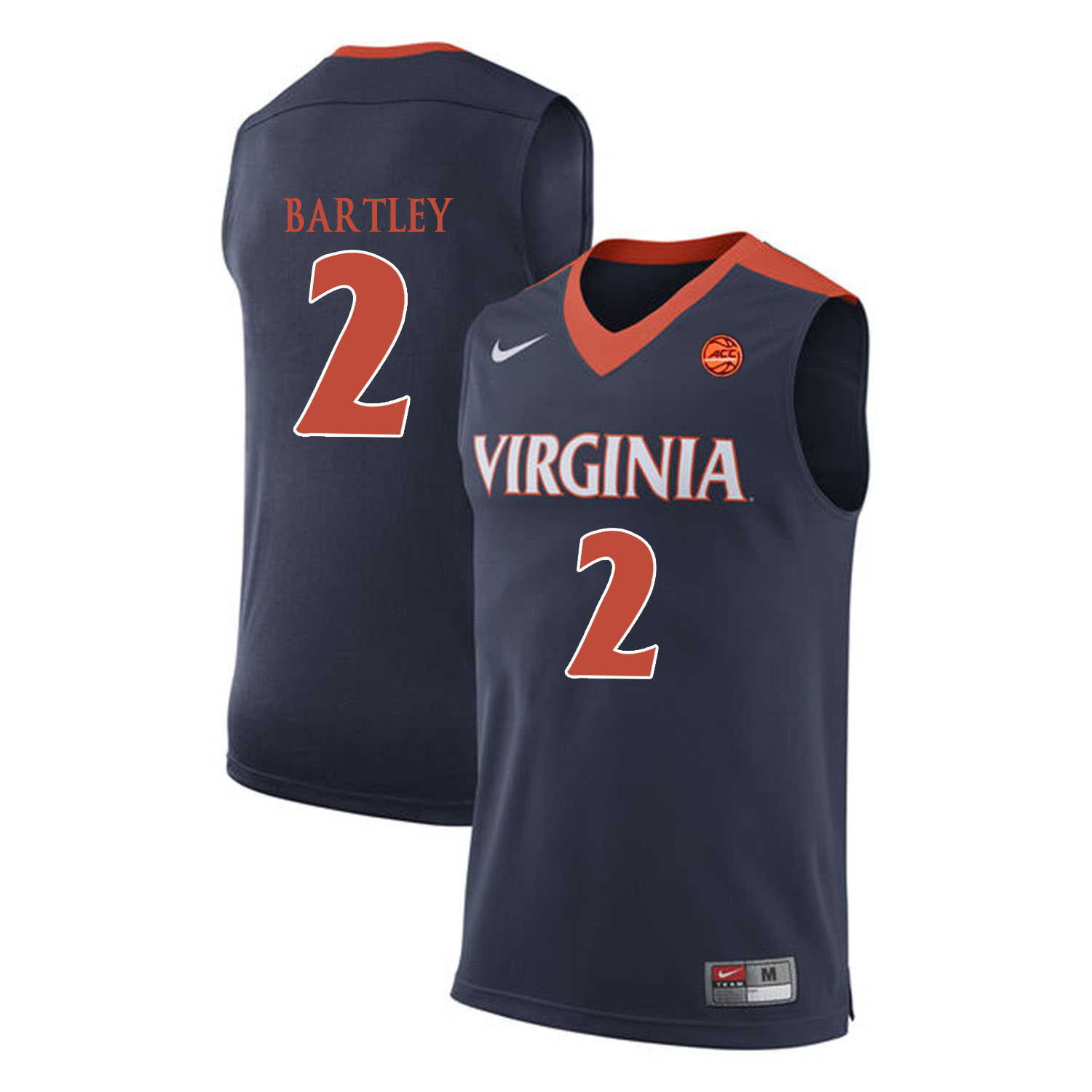 Virginia Cavaliers 2 Justice Bartley Navy College Basketball Jersey