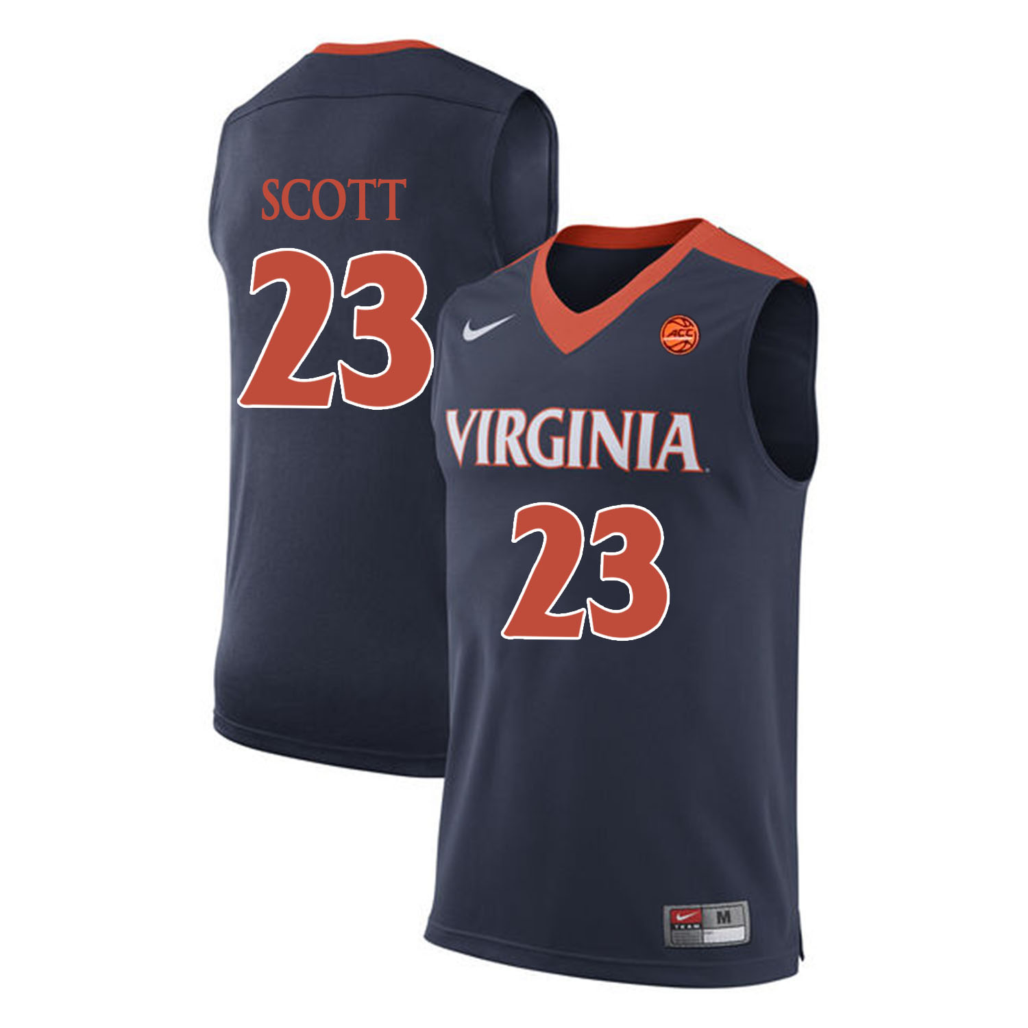 Virginia Cavaliers 23 Mike Scott Navy College Basketball Jersey