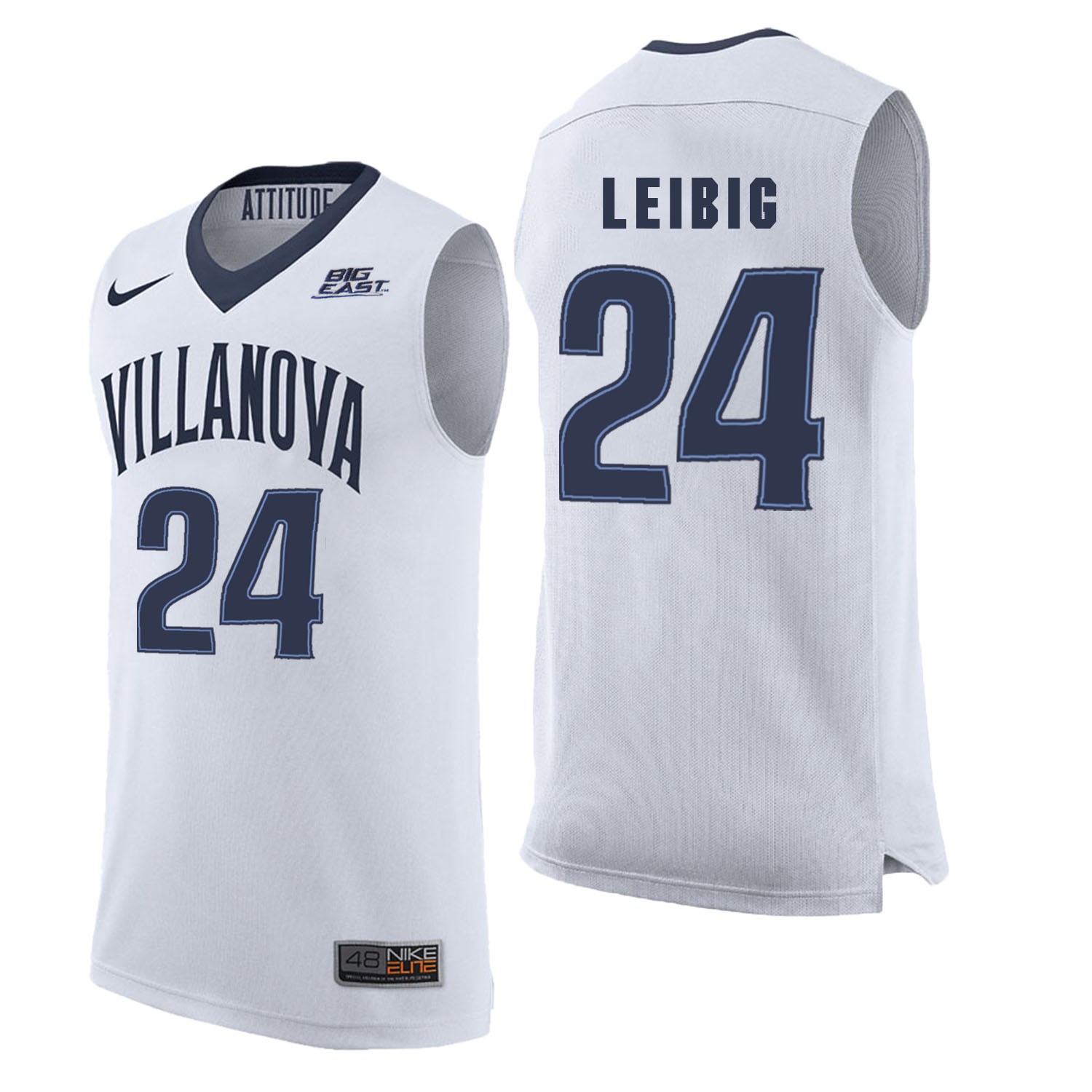Villanova Wildcats 24 Tom Leibig White College Basketball Elite Jersey