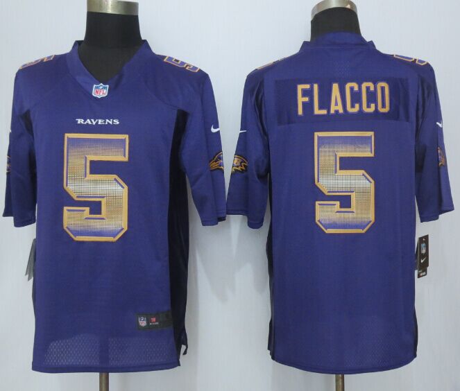 Nike Ravens 5 Joe Flacco Purple Pro Line Fashion Strobe Jersey