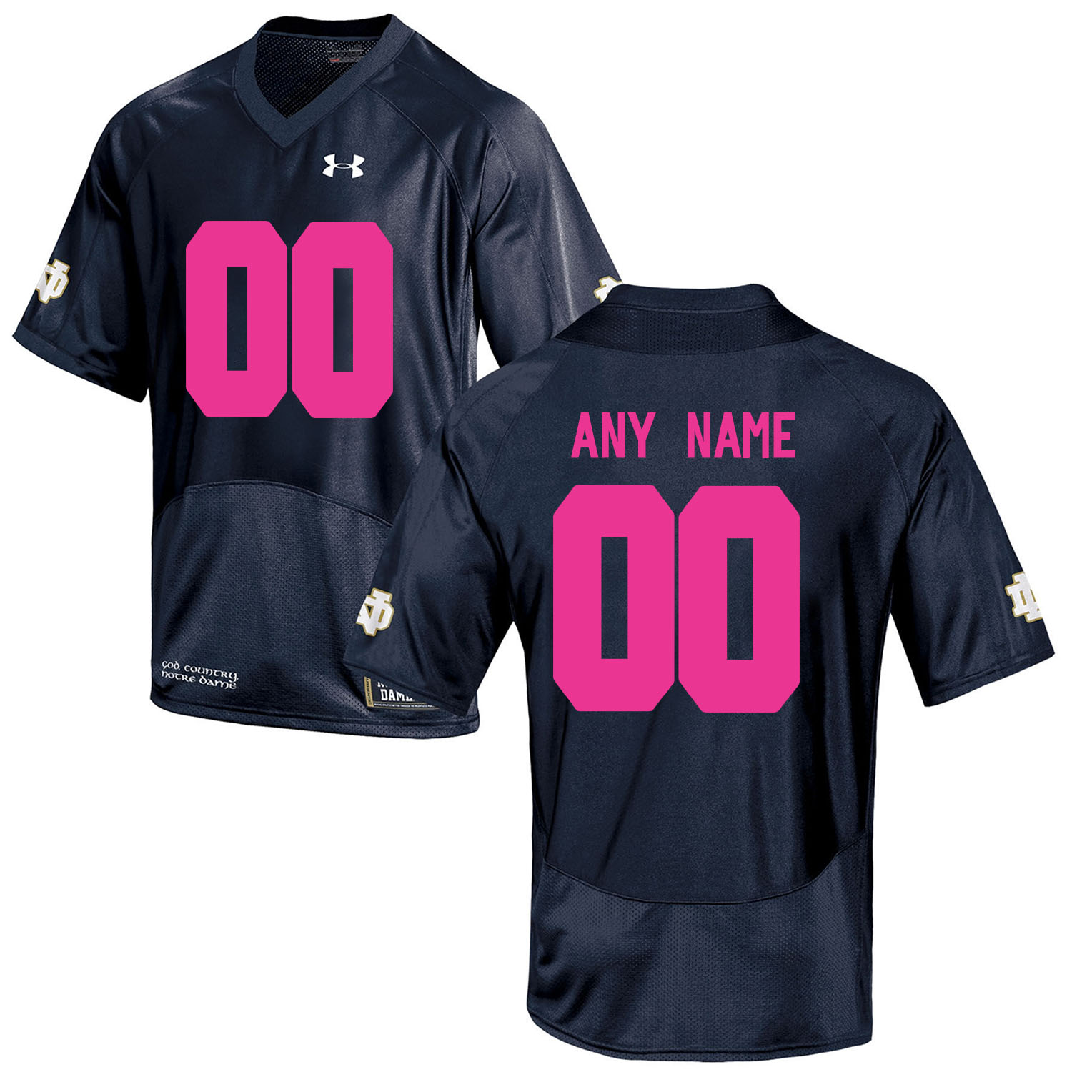 Notre Dame Fighting Irish Navy 2018 Breast Cancer Awareness Men's Customized College Football Jersey