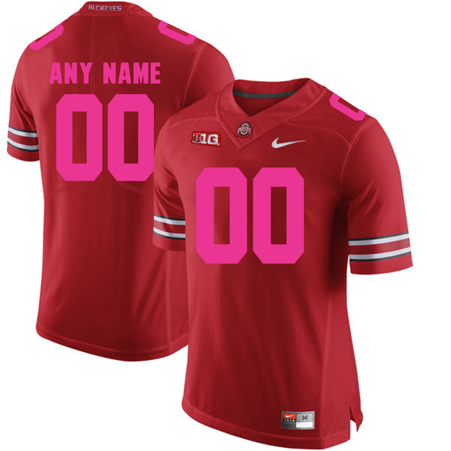 Ohio State Buckeyes Red 2018 Breast Cancer Awareness Men's Customized College Football Jersey