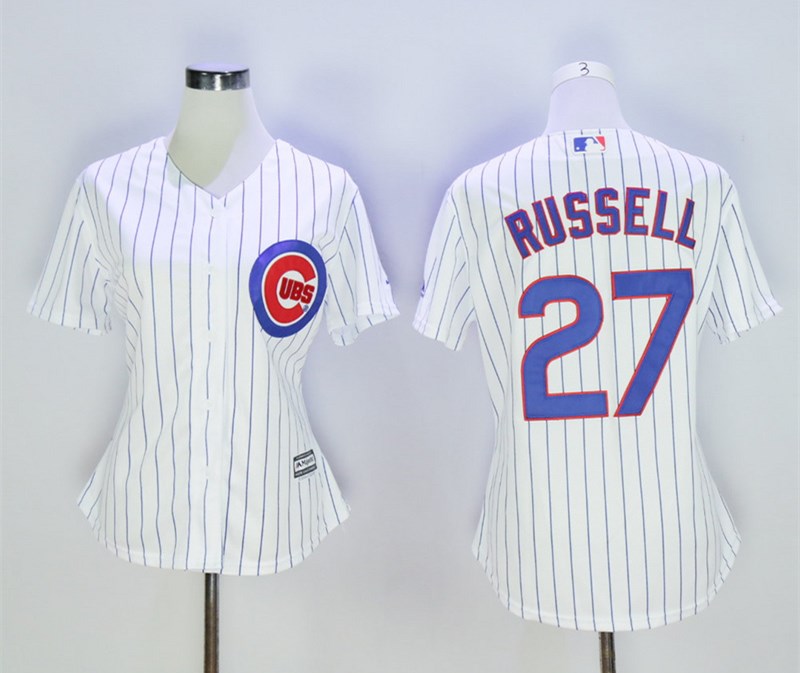 Cubs 27 Addison Russell White Women Cool Base Jersey