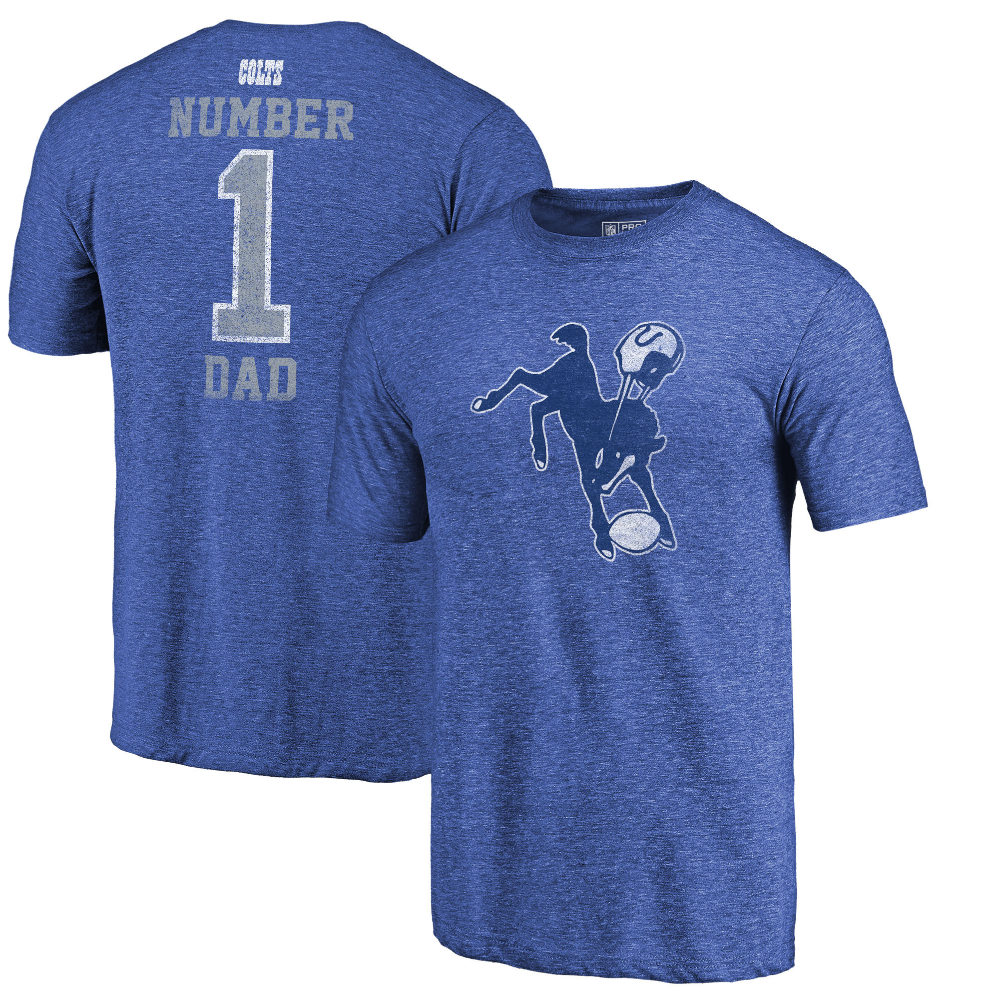 Indianapolis Colts NFL Pro Line by Fanatics Branded Royal Greatest Dad Retro Tri-Blend T-Shirt
