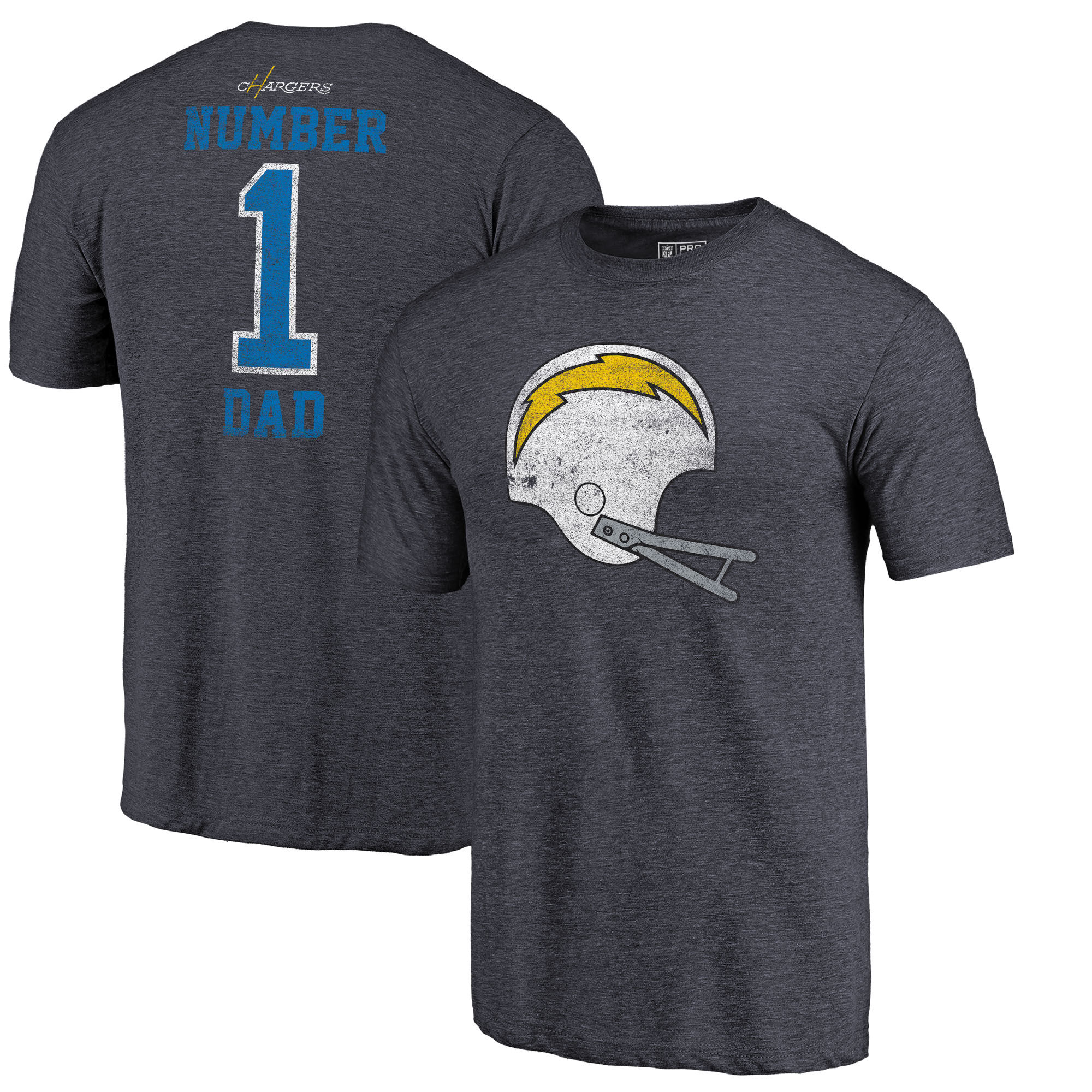 Los Angeles Chargers NFL Pro Line by Fanatics Branded Navy Greatest Dad Retro Tri-Blend T-Shirt