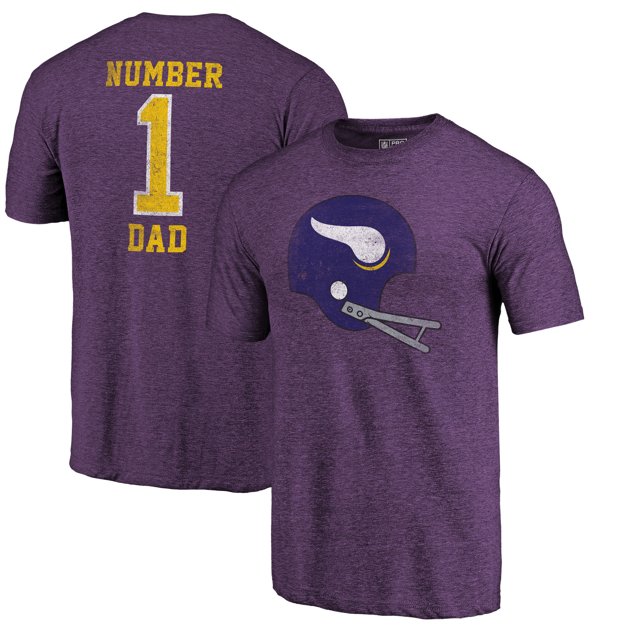 Minnesota Vikings NFL Pro Line by Fanatics Branded Purple Greatest Dad Retro Tri-Blend T-Shirt