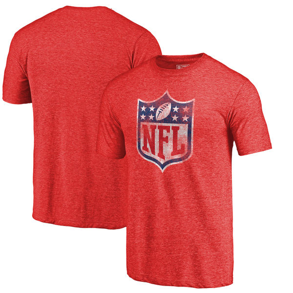 NFL Pro Line by Fanatics Branded Red NFL Shield Distressed Team Primary Tri-Blend Raglan T-Shirt