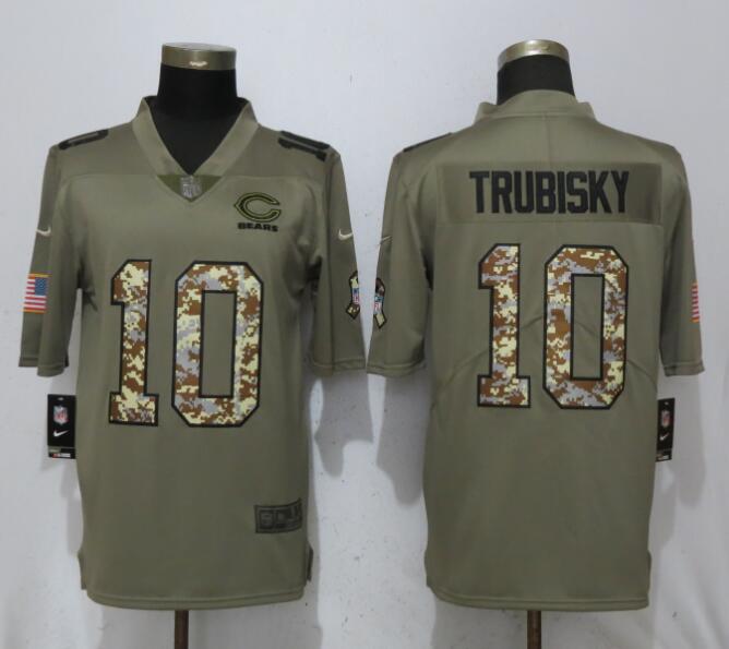 Nike Bears 10 Mitchell Trubisky Olive Camo Salute To Service Limited Jersey