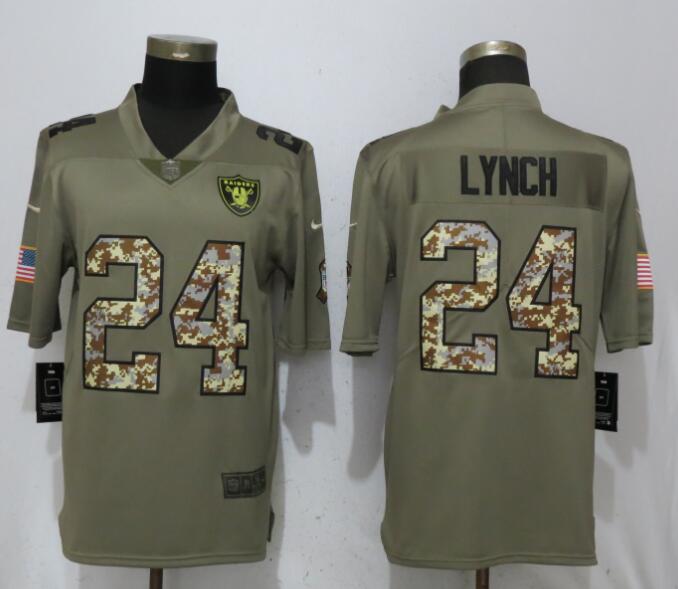 Nike Raiders 24 Marshawn Lynch Olive Camo Salute To Service Limited Jersey
