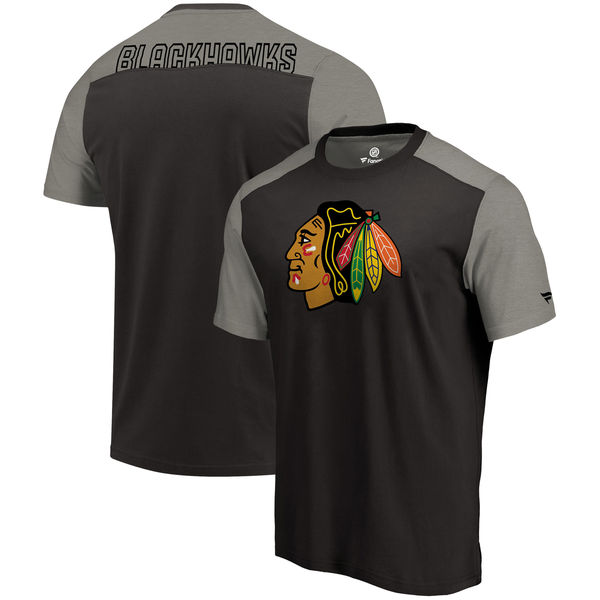 Chicago Blackhawks Fanatics Branded Iconic Blocked T-Shirt Black
