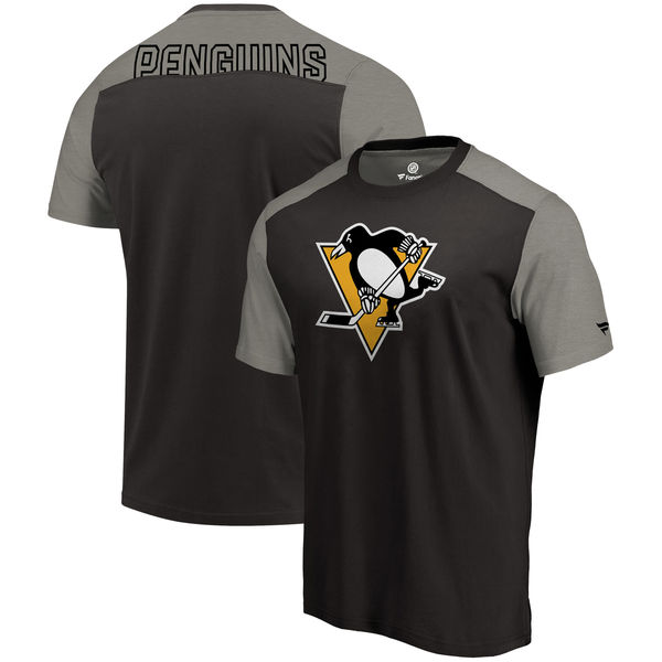 Pittsburgh Penguins Fanatics Branded Iconic Blocked T-Shirt Black