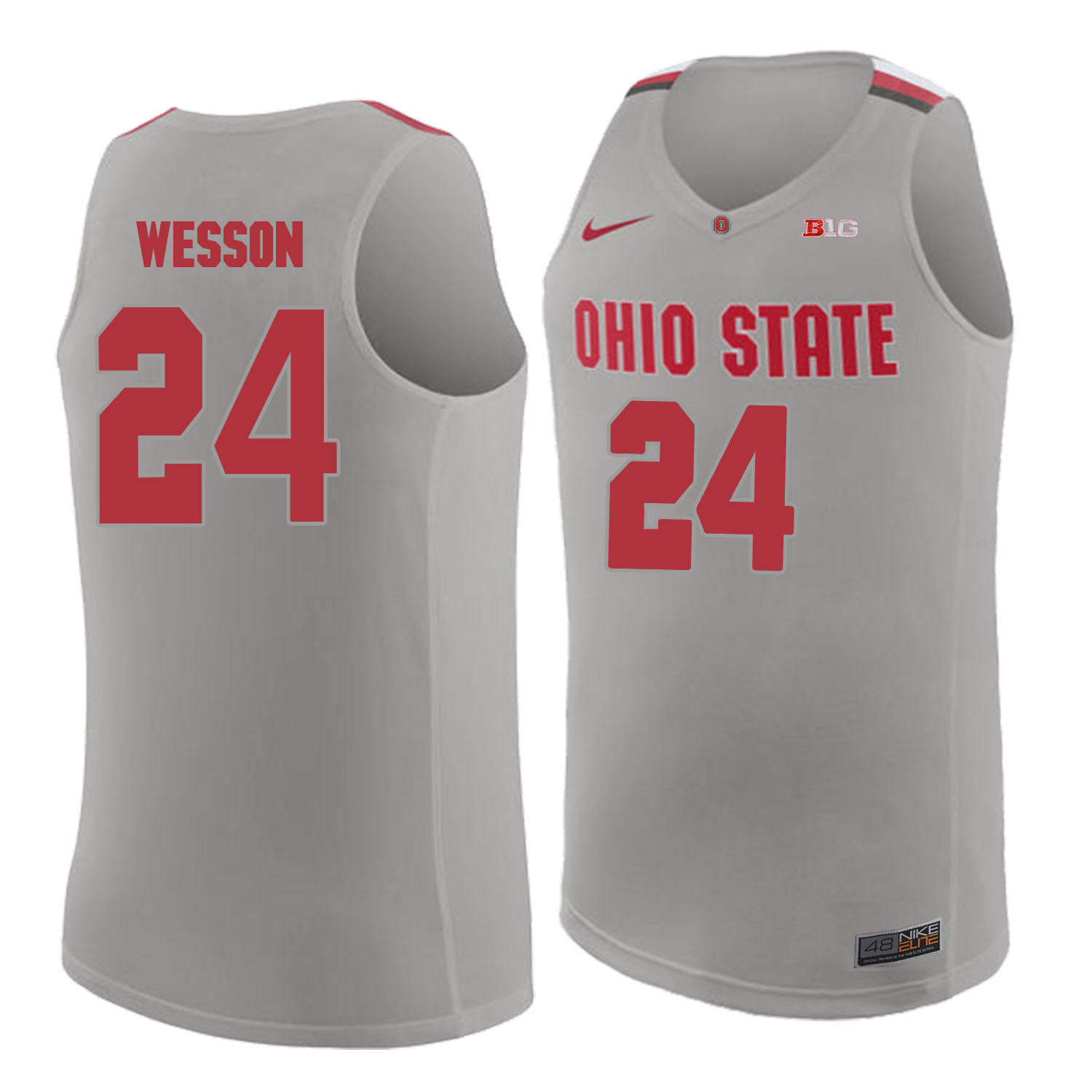 Ohio State Buckeyes 24 Andre Wesson Gray College Basketball Jersey