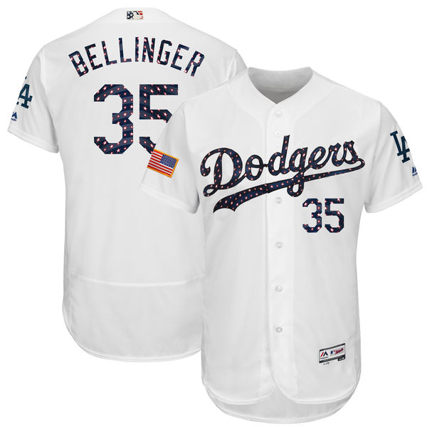 Dodgers 35 Cody Bellinger White 2018 Stars & Stripes Flexbase Jersey