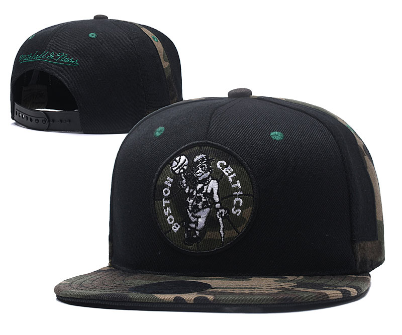 Celtics Black Team Logo Mitchell & Ness Adjustable Hat YD