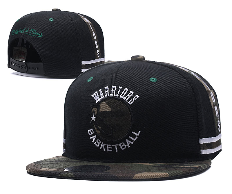Warriors Black Team Logo Mitchell & Ness Adjustable Hat YD