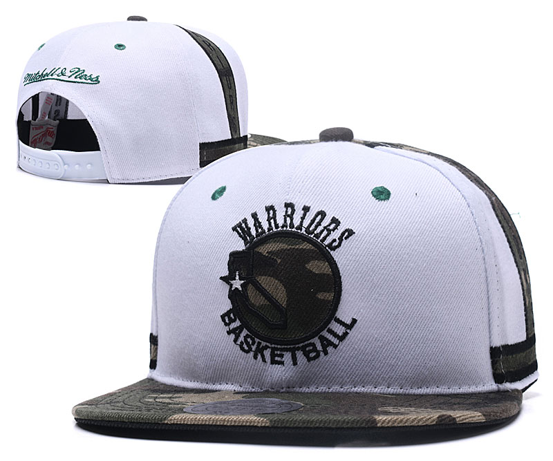 Warriors White Team Logo Mitchell & Ness Adjustable Hat YD