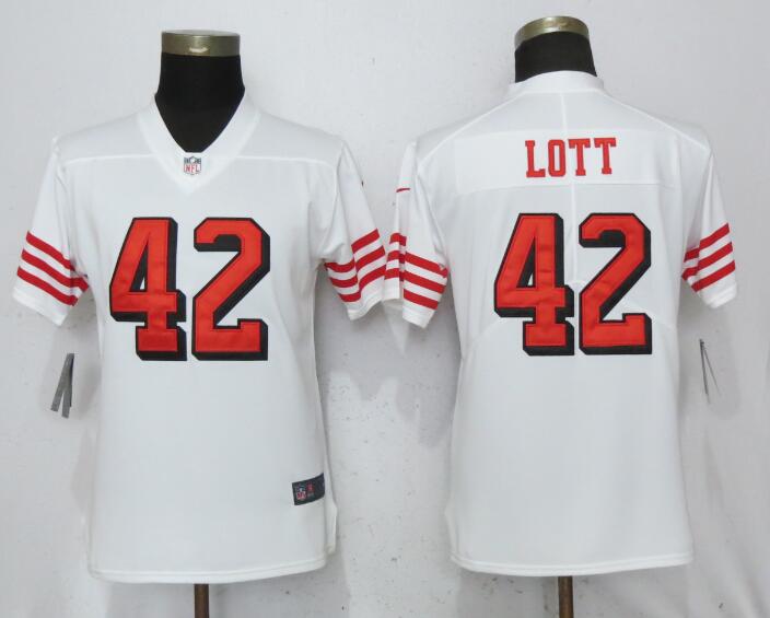 Nike 49ers 42 Ronnie Lott White Women Color Rush Vapor Untouchable Limited Jersey