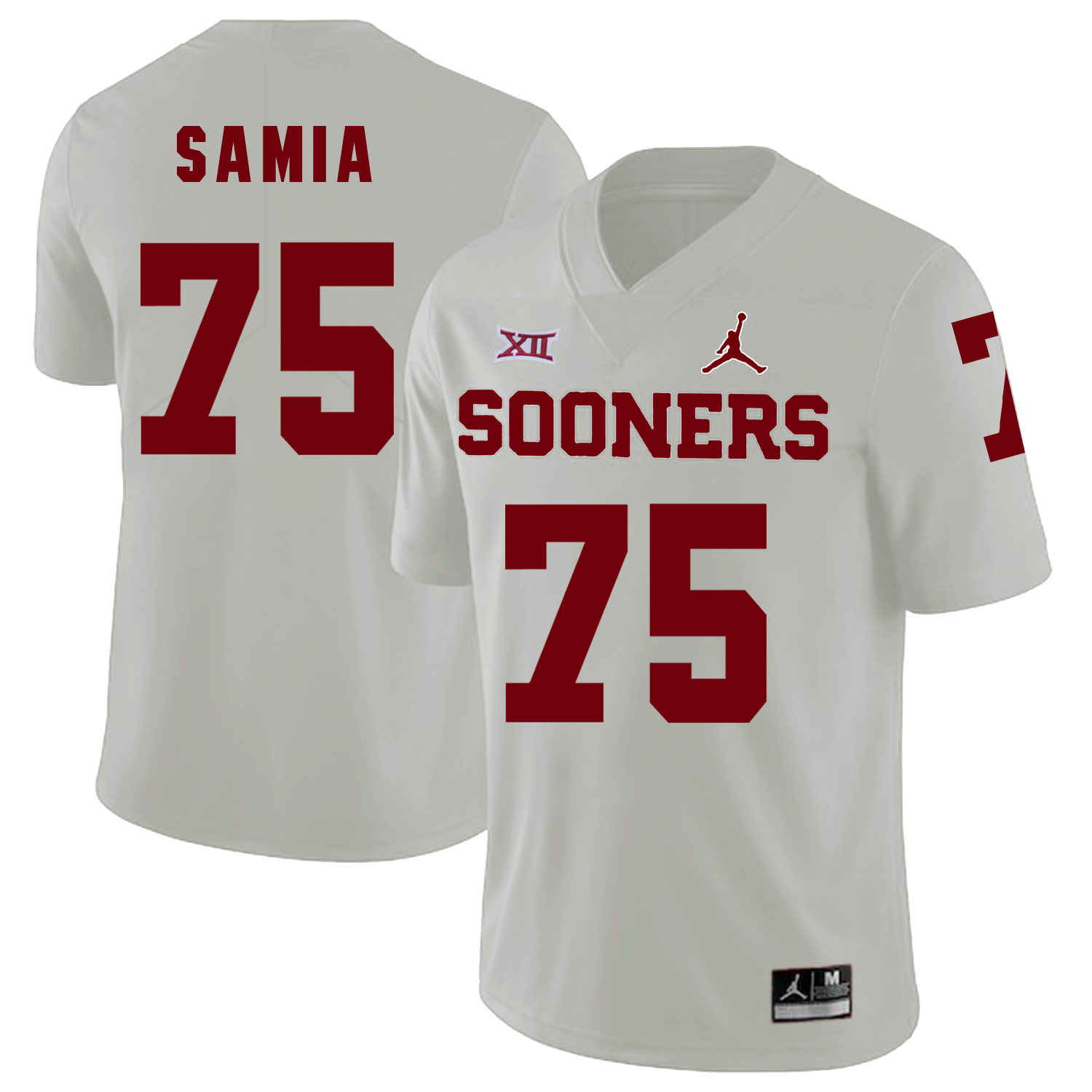 Oklahoma Sooners 75 Dru Samia White College Football Jersey