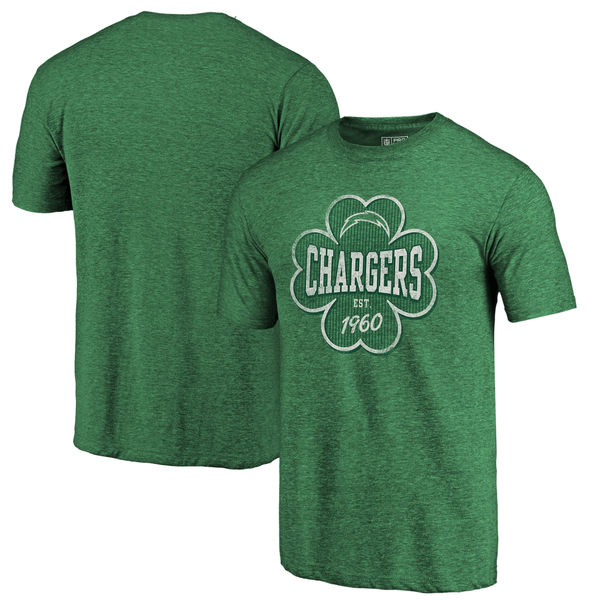 Men's Los Angeles Chargers NFL Pro Line by Fanatics Branded Kelly Green Emerald Isle Tri Blend T-Shirt