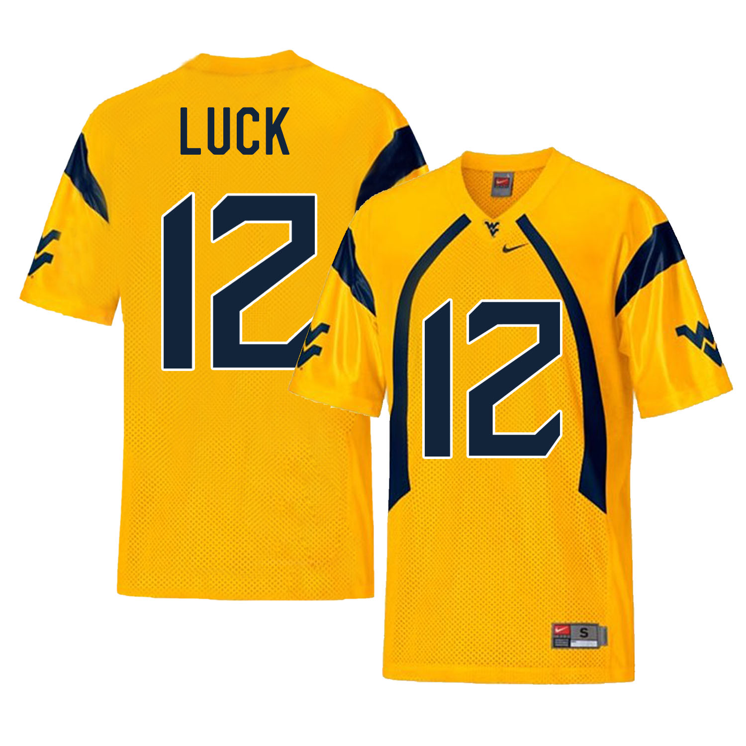 West Virginia Mountaineers 12 Oliver Luck Gold College Football Jersey