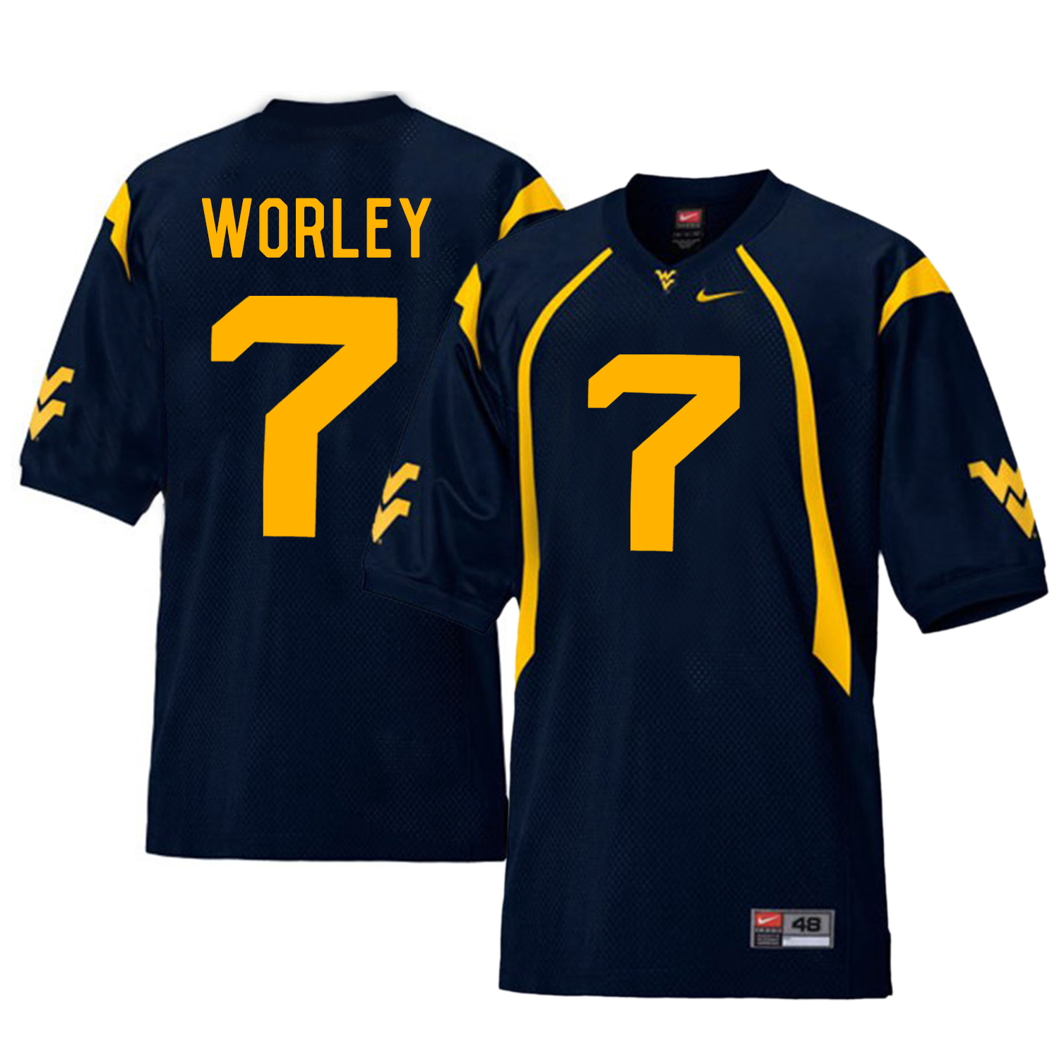 West Virginia Mountaineers 7 Daryl Worley Navy College Football Jersey