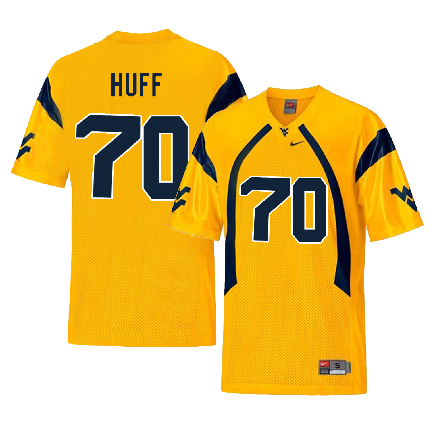 West Virginia Mountaineers 70 Sam Huff Gold College Football Jersey