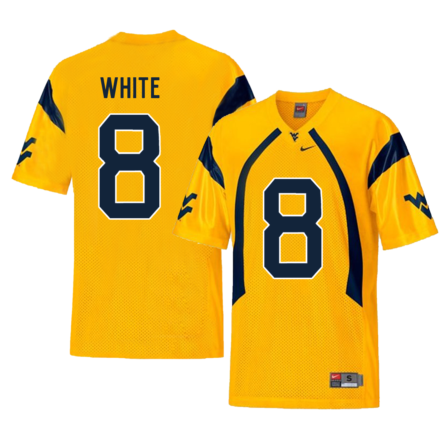 West Virginia Mountaineers 8 Kyzir White Gold College Football Jersey