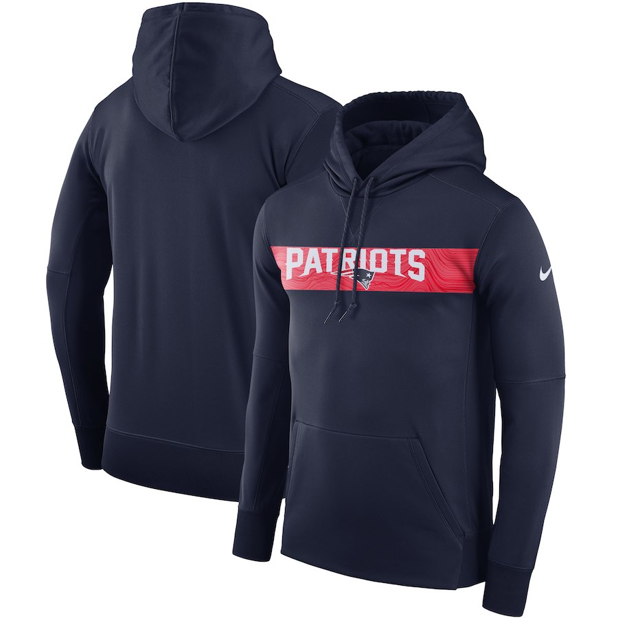 New England Patriots Nike Sideline Team Performance Pullover Hoodie Navy