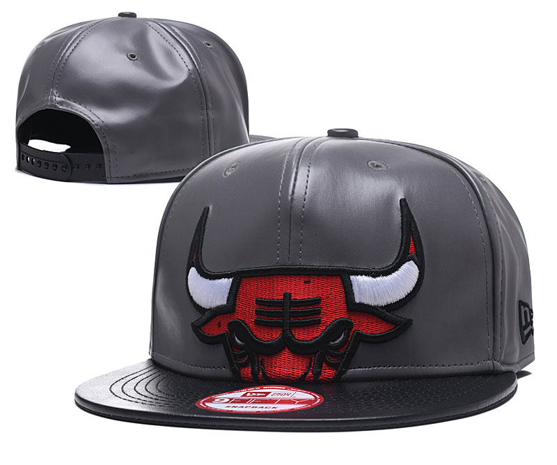 Bulls Team Logo Gray Leather Adjustable Hat GS