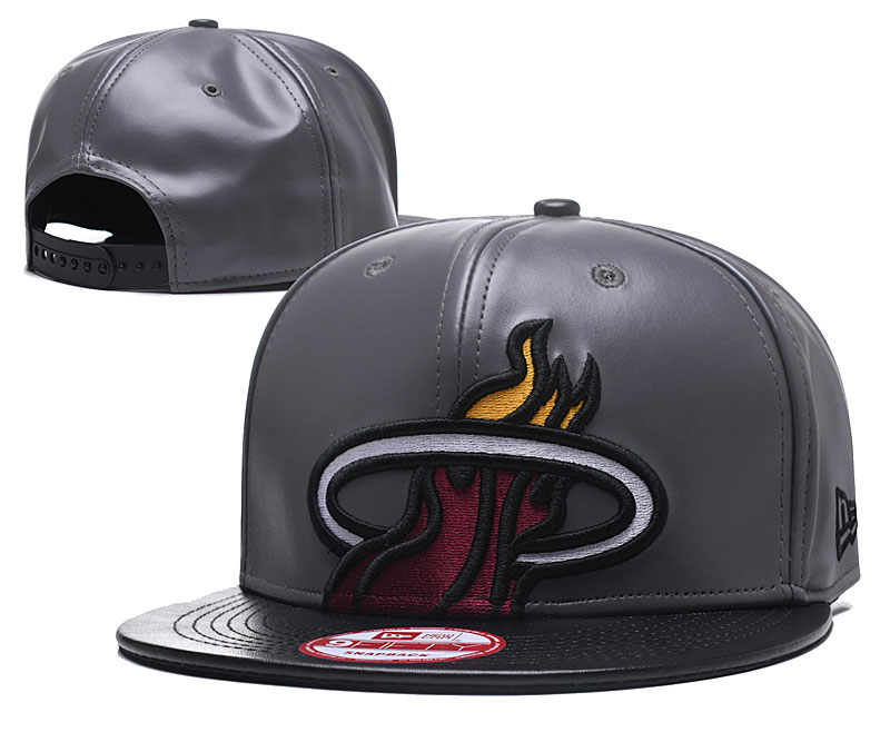 Heat Team Logo Gray Leather Adjustable Hat GS
