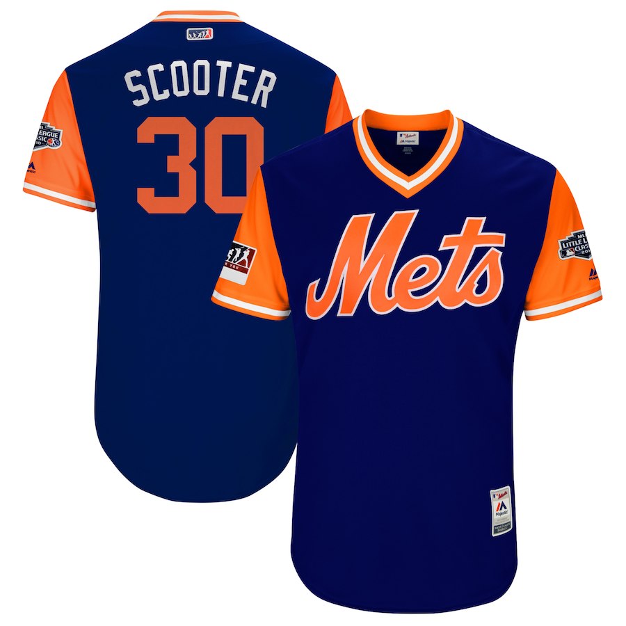 Mets 30 Michael Conforto Scooter Royal 2018 Players' Weekend Authentic Team Jersey