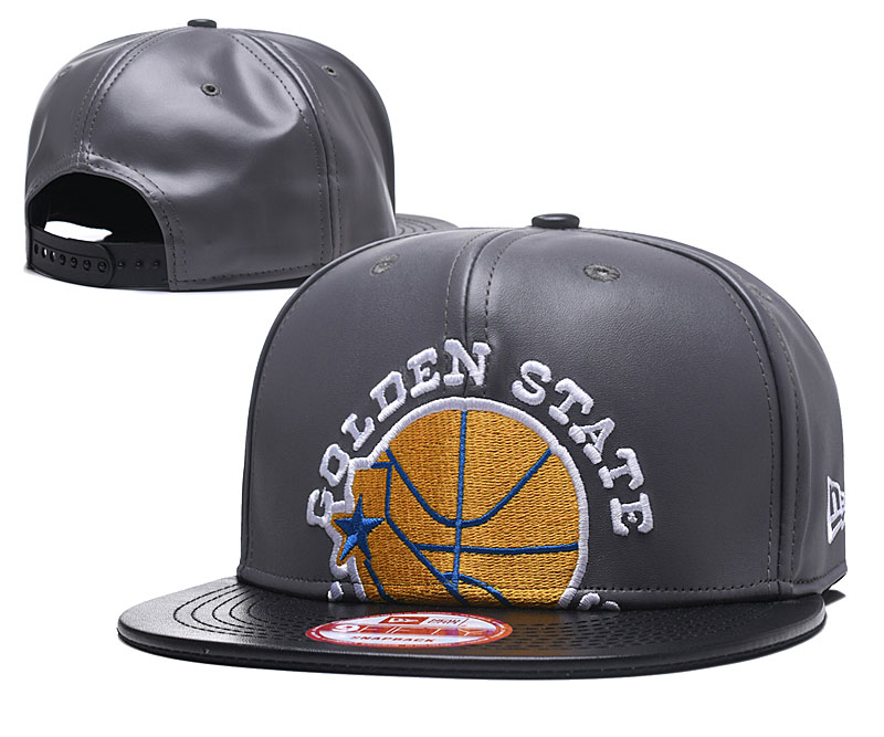 Warriors Team Logo Gray Leather Adjustable Hat GS