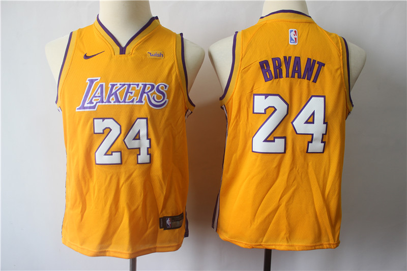 Lakers 24 Kobe Bryant Gold Youth Nike Swingman Jersey