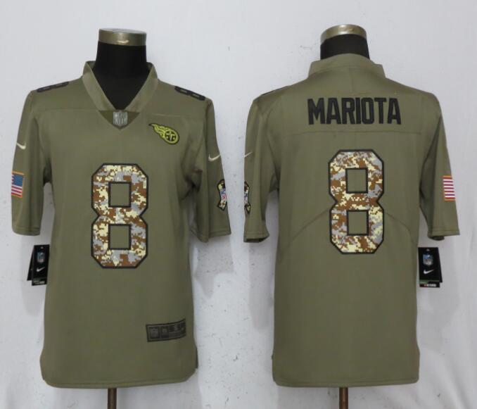 Nike Titans 8 Marcus Mariota Olive Camo Salute To Service Limited Jersey