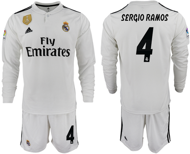 2018-19 Real Madrid 4 SERGIO RAMOS Home Long Sleeve Soccer Jersey
