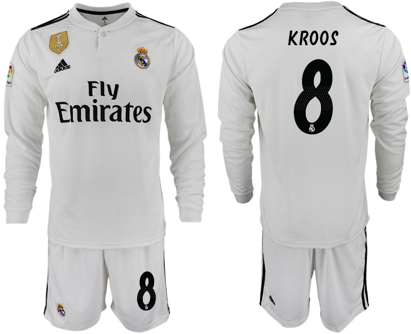 2018-19 Real Madrid 8 KROOS Home Long Sleeve Soccer Jersey
