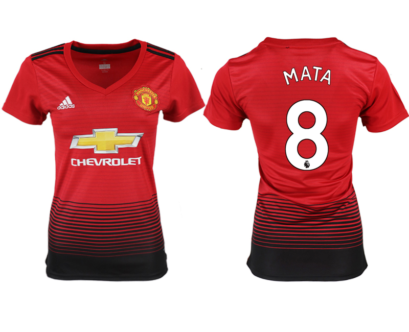 2018-19 Manchester United 8 MATA Home Women Soccer Jersey