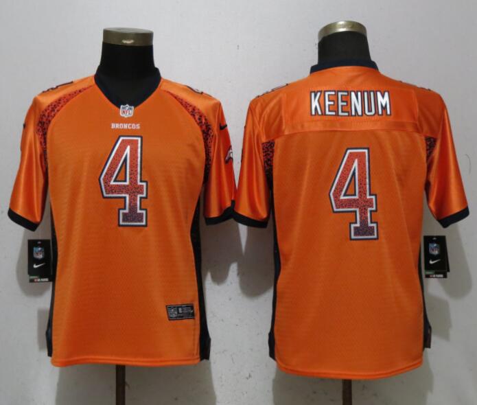 Nike Broncos 4 Case Keenum Orange Women Drift Fashion Jersey