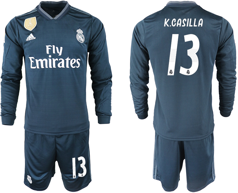 2018-19 Real Madrid 13 K.CASILLA Away Long Sleeve Soccer Jersey