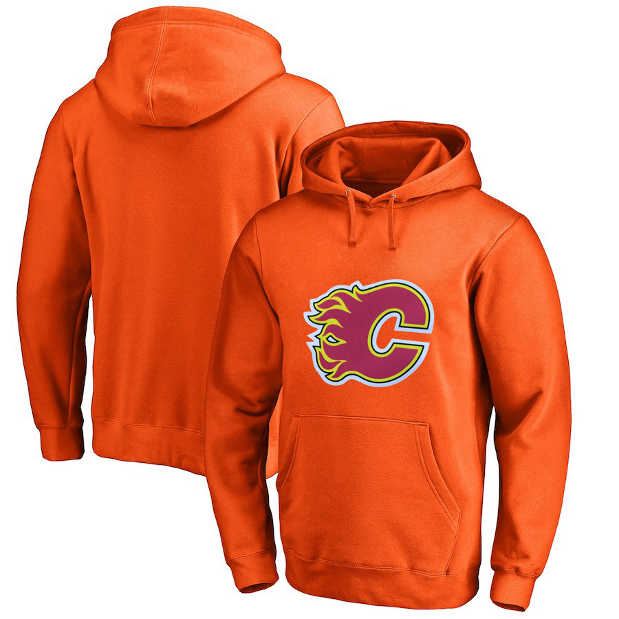 Calgary Flames Orange All Stitched Pullover Hoodie