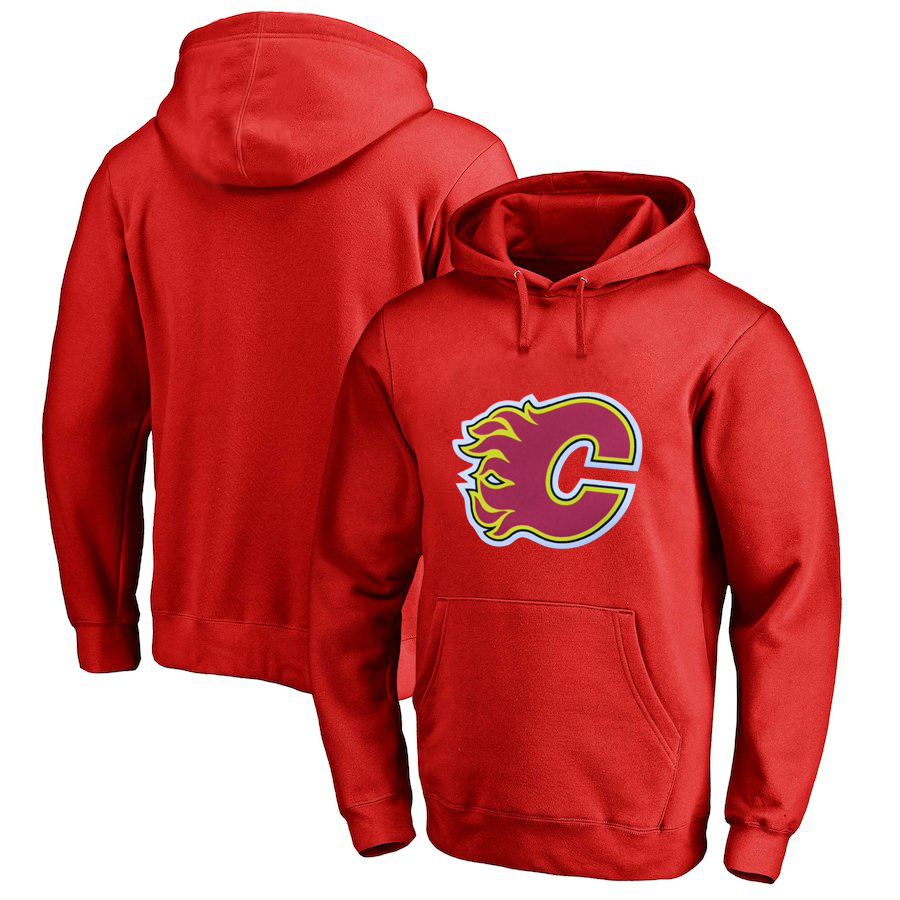 Calgary Flames Red All Stitched Pullover Hoodie