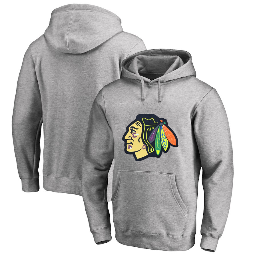 Chicago Blackhawks Gray All Stitched Pullover Hoodie
