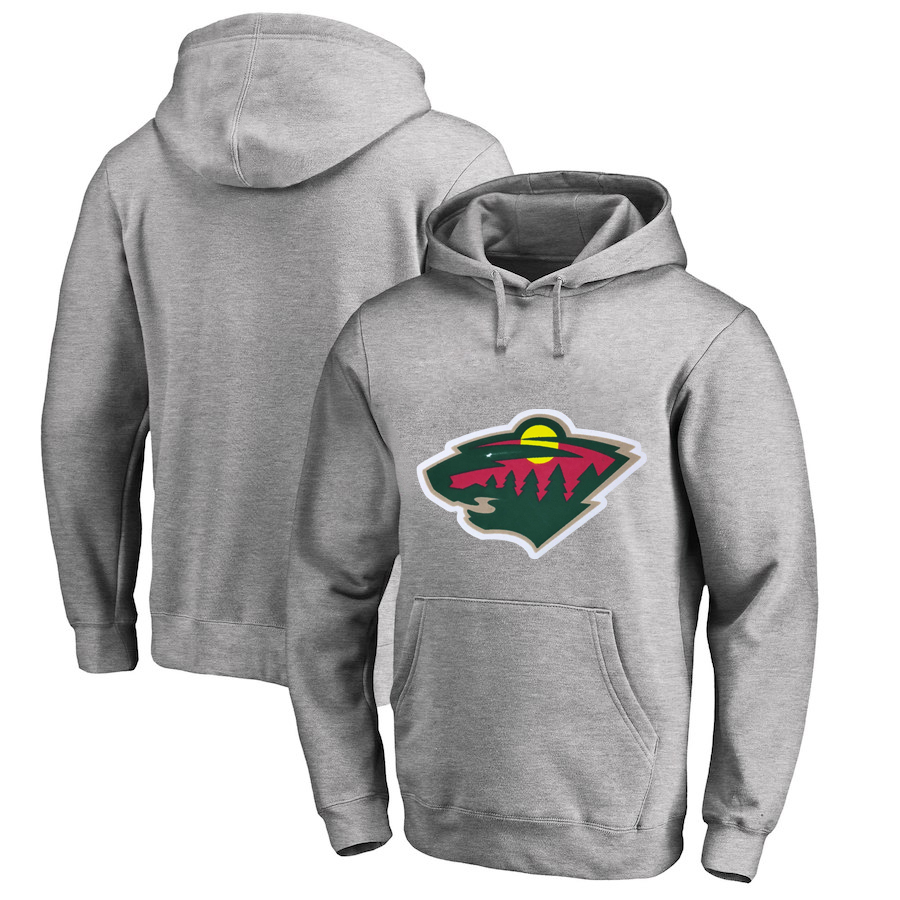 Minnesota Wild Gray All Stitched Pullover Hoodie