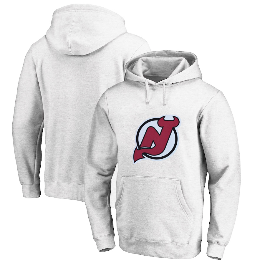 New Jersey Devils White All Stitched Pullover Hoodie