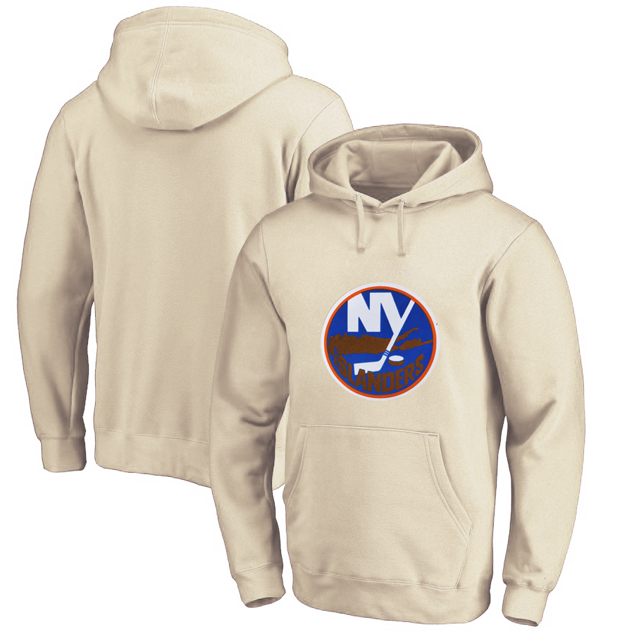 New York Islanders Cream All Stitched Pullover Hoodie