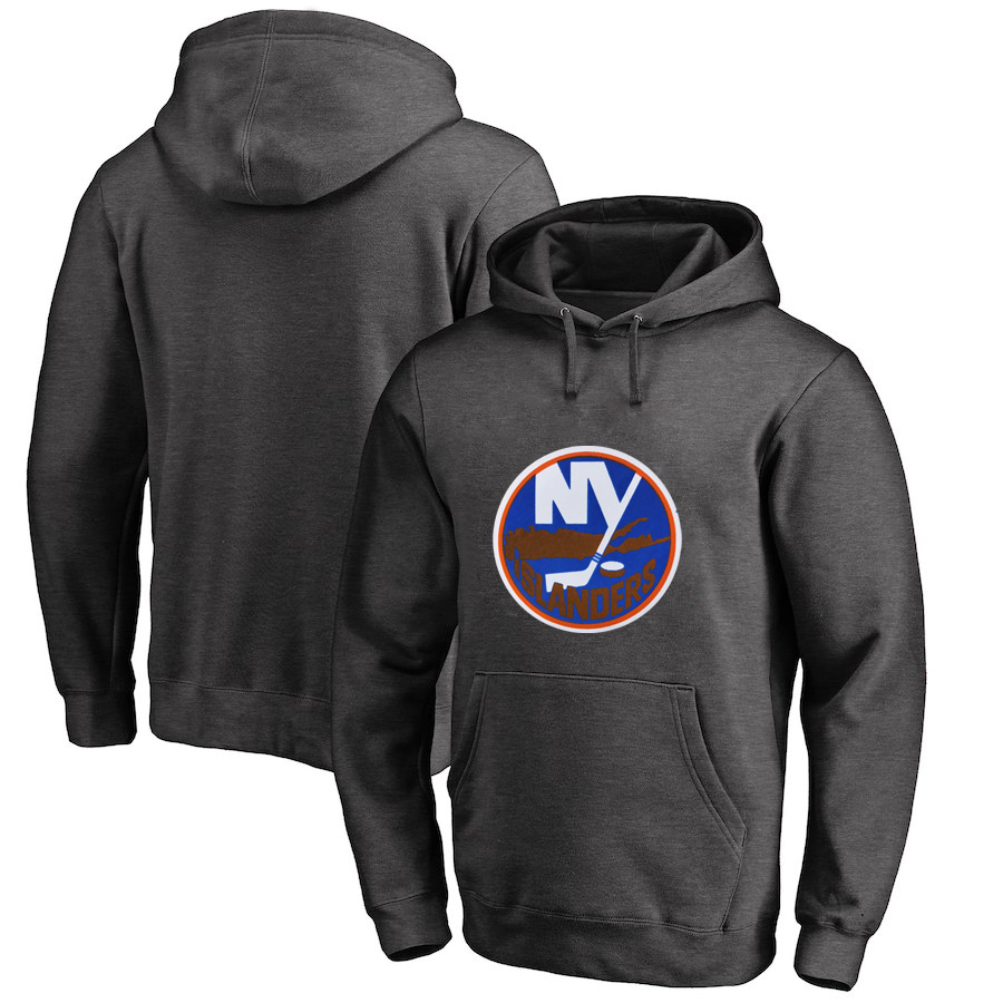 New York Islanders Dark Gray All Stitched Pullover Hoodie