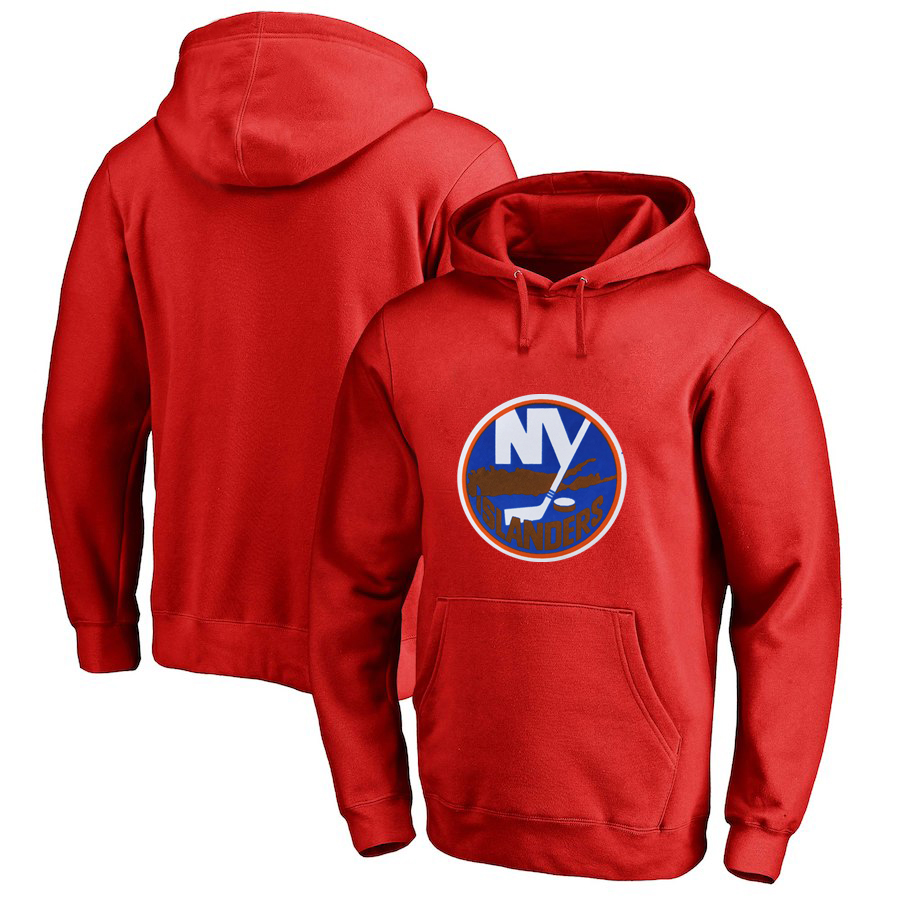 New York Islanders Red All Stitched Pullover Hoodie