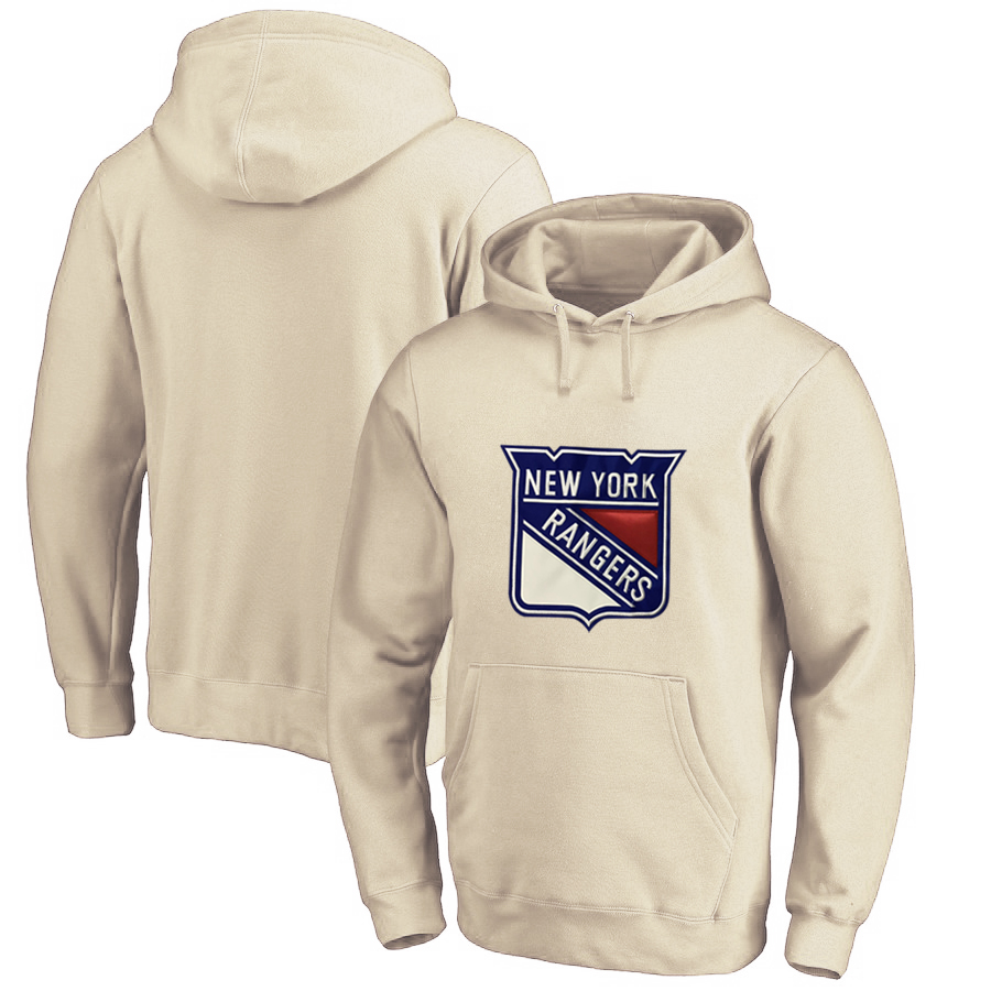 New York Rangers Cream All Stitched Pullover Hoodie