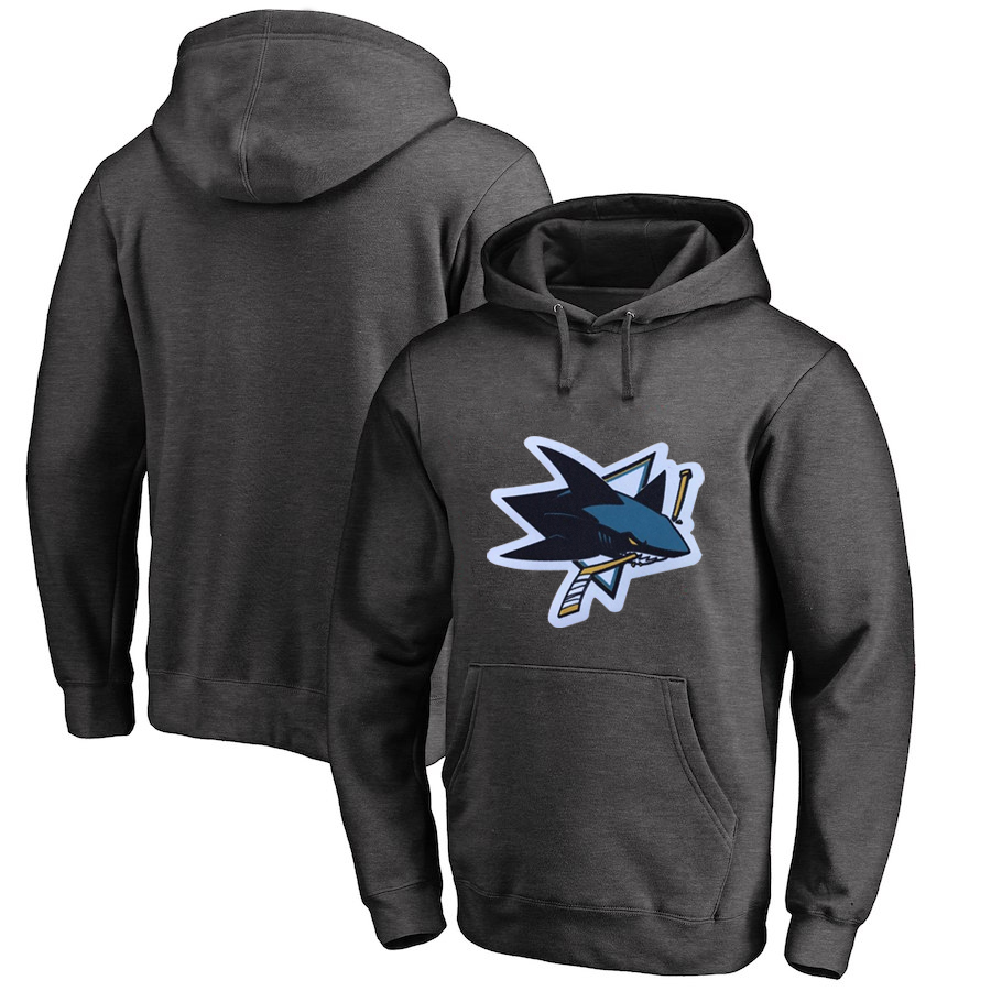 San Jose Sharks Dark Gray All Stitched Pullover Hoodie